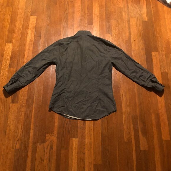 Express Extra Slim Fit Black & White Micro Dot Dress Shirt - M - Picture 2 of 6